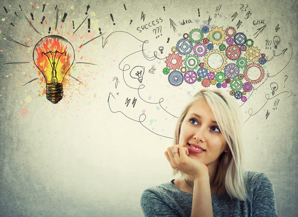 The lady is thinking positively about opportunities.