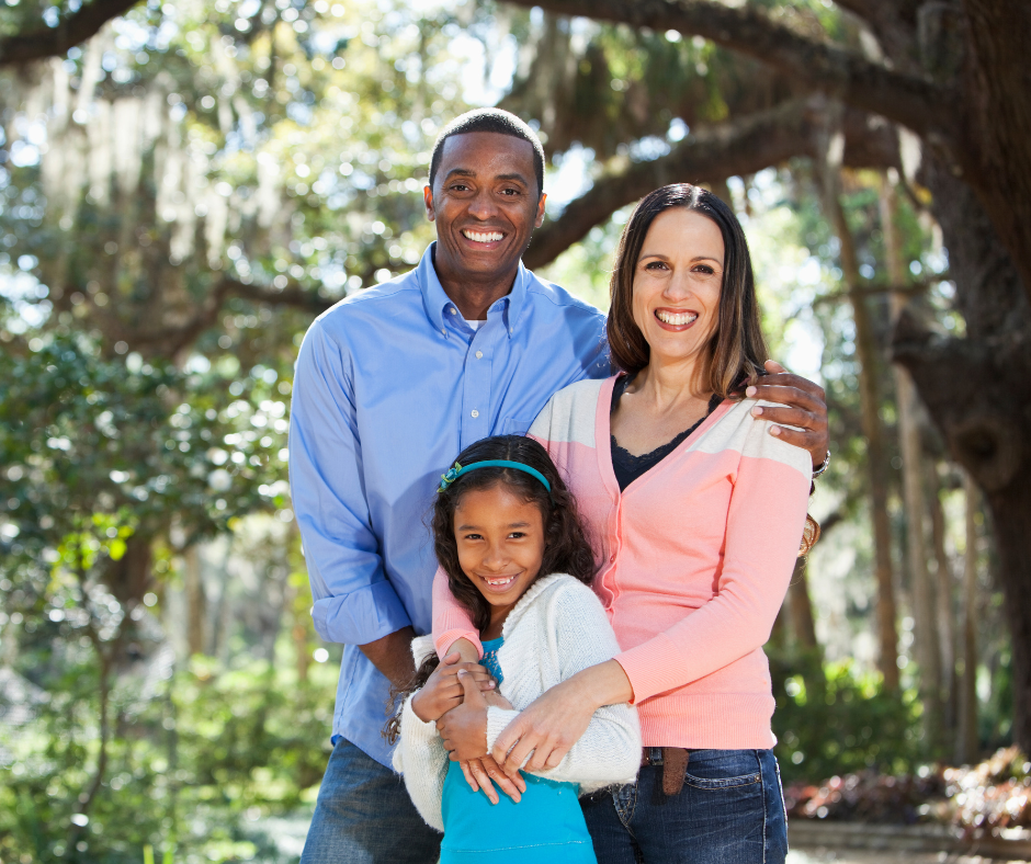 black man and his Latin wife and biracial daughter. 