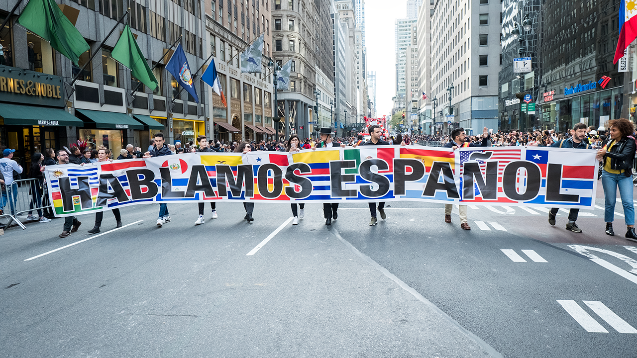 Spanish speakers doing a march in the USA.